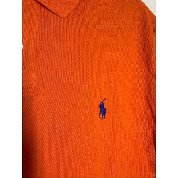 Polo Ralph Lauren Men’s Cotton Polo Shirt Orange Size L Classic Fit Logo - Picture 2 of 8